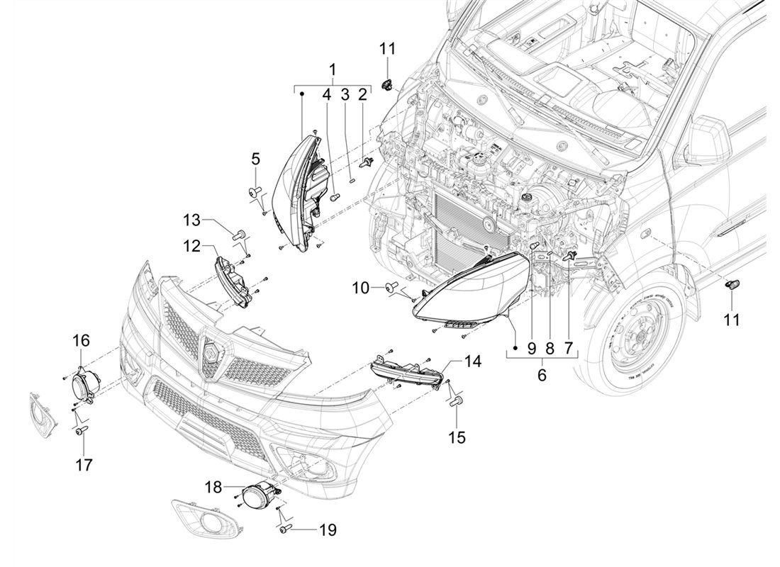 "Feux Avant et Indicateurs de Direction pour Piaggio Porter NP6 - D'AMICO LINE S.R.L."