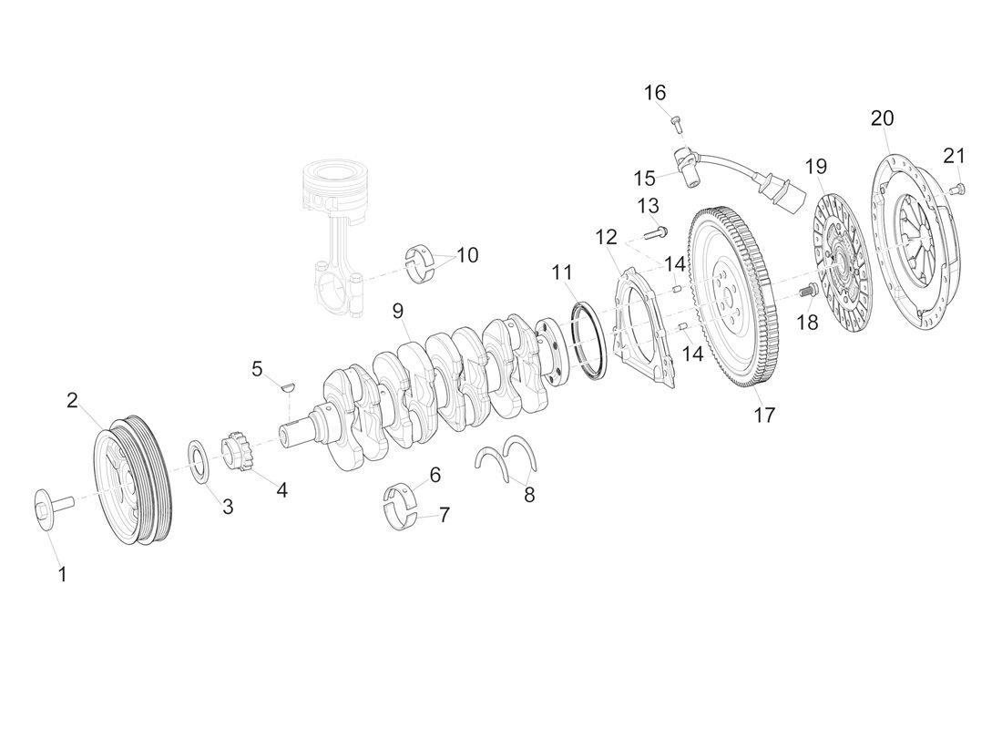 "Arbre Moteur et Composants pour Piaggio Porter Multitech E6 2015 - 2020 | Pièces Auto"