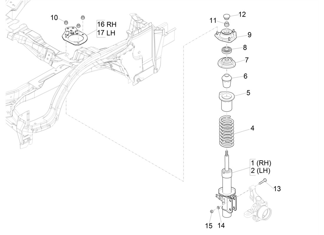 "Front Shock Absorbers for Piaggio Porter Multitech E6 2015-2020 | Front Suspension"