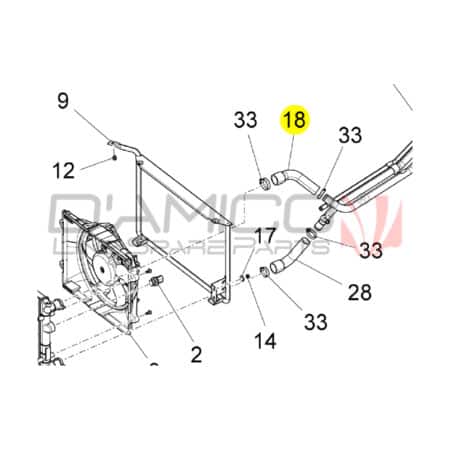 Kühlerzufuhrschlauch für Piaggio Quargo