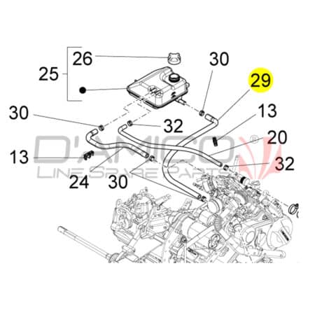Tubo ritorno vaso espansione per Piaggio Quargo LDW-702/P